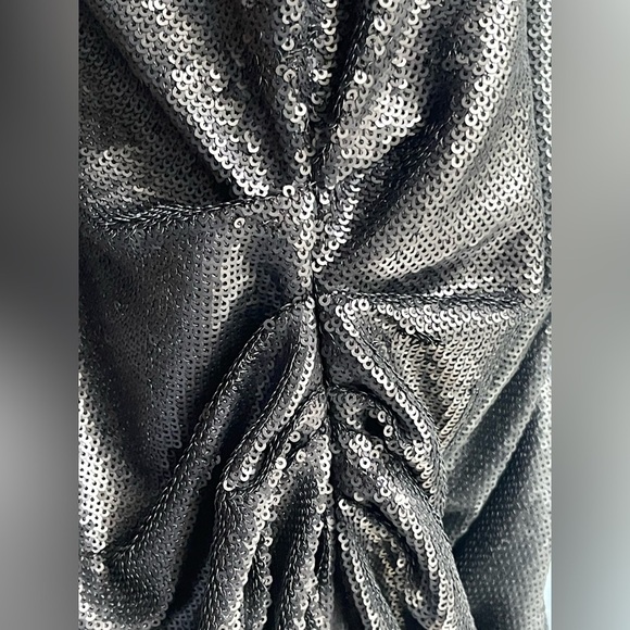 NWT Gauge 81 ALMORA Black sequin mini dress with ruching - Picture 9 of 15